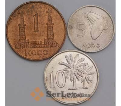 Нигерия набор монет 1 5 10 кобо 1973 (3 шт.) КМ8-10 AU-aUNC арт. 43502
