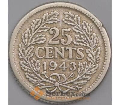 Кюрасао монета 25 центов 1943 КМ38 VF арт. 43581