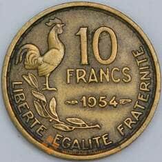 Франция 10 франков 1954 КМ915.1 VF-XF арт. 57337