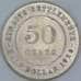 Стрейтс Сеттлментс 50 центов 1920 КМ35 VF арт. 56658