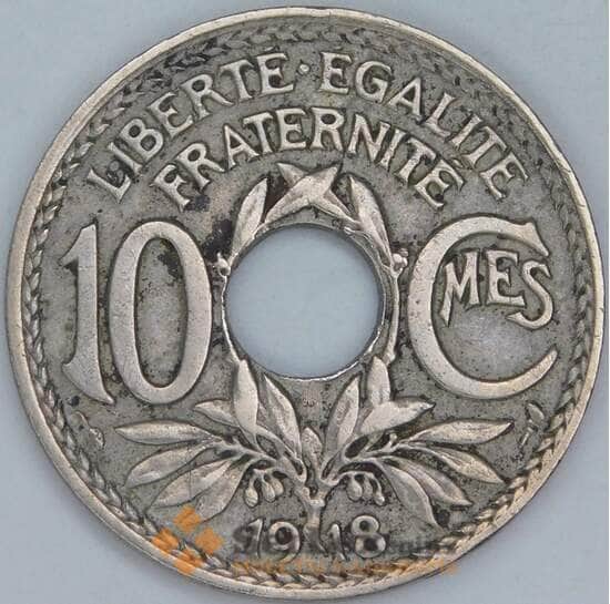 Франция 10 сантимов 1918 КМ866а VF арт. 57044