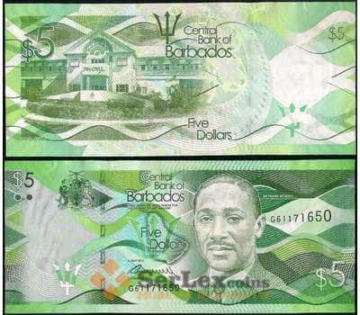 Банкнота Барбадос 5 долларов 2013 Р74 UNC арт. 31278