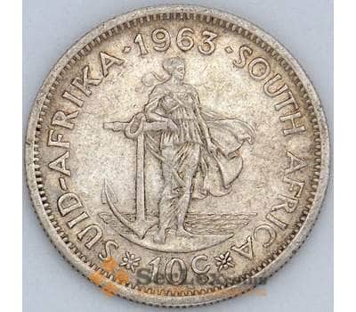 Монета Южная Африка ЮАР 10 центов 1963 КМ60 XF Серебро (J05.19) арт. 17695