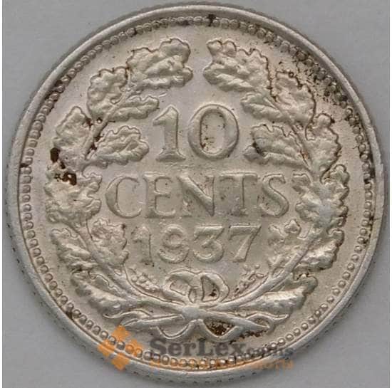 Нидерланды 10 центов 1937 КМ163 VF арт. 28205
