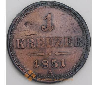 Австрия монета 1 крейцер 1851 А КМ2185 F арт. 45987