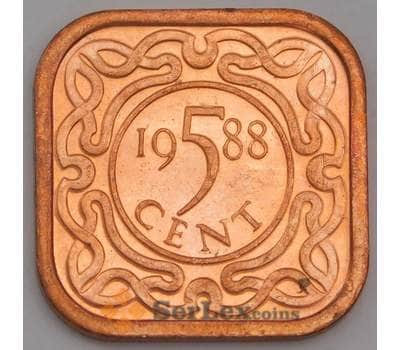 Суринам монета 5 центов 1988 КМ12b UNC арт. 41491