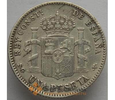 Монета Испания 1 песета 1899 КМ706 VF Серебро Альфонсо XIII (J05.19) арт. 15171