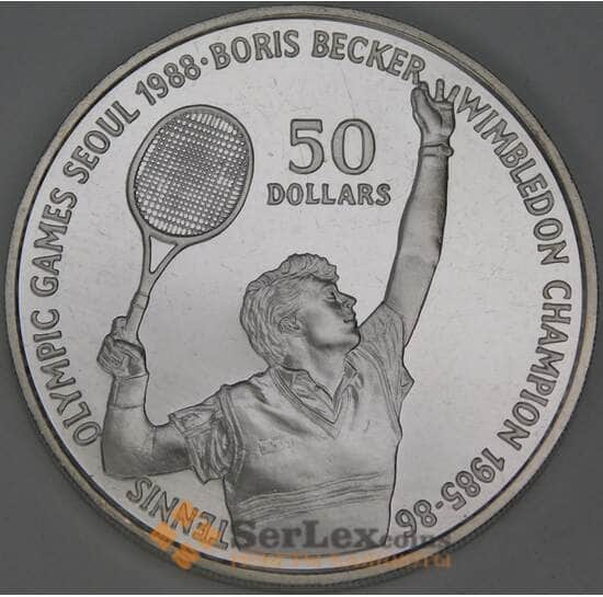 Ниуэ 50 долларов 1987 КМ2 Proof Сеул 1988 - Теннис, Борис Беккер арт. 54106