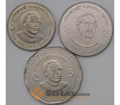 Монета Бангладеш 1 , 2 и 5 така (3 шт) 2010-2012 UNC арт. 31147