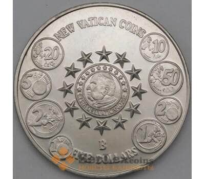 Монета Либерия 5 долларов 2004 UC157 Введение евро Ватикан арт. 26586