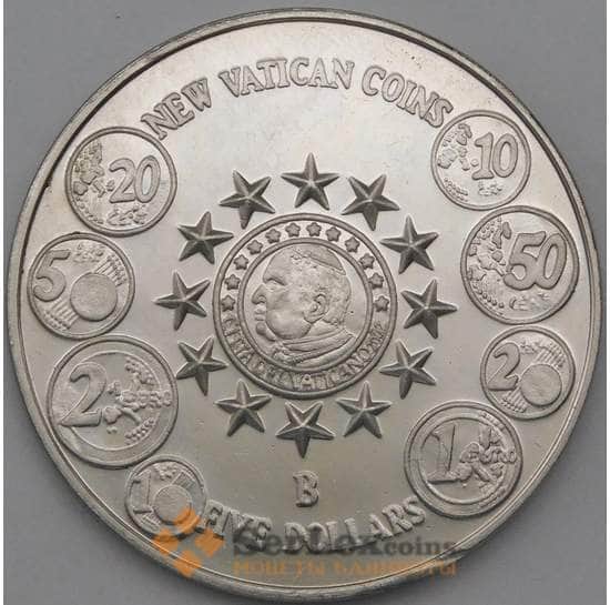 Либерия 5 долларов 2004 UC157 Введение евро Ватикан арт. 26586