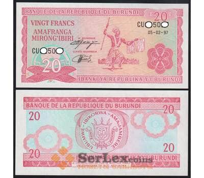 Бурунди 20 франков 1997 Р27d UNC арт. 50316