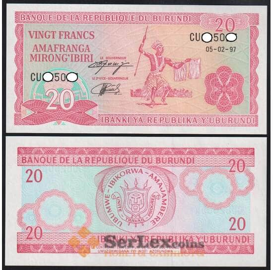 Бурунди 20 франков 1997 Р27d UNC арт. 50316