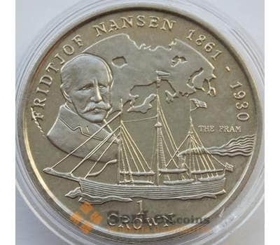 Монета Мэн остров 1 крона 1997 КМ768 BU Мореплаватель Нансен арт. 13644
