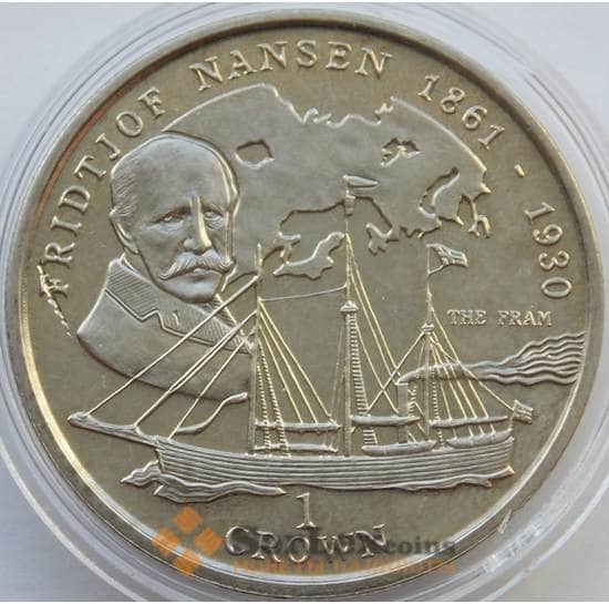 Мэн остров 1 крона 1997 КМ768 BU Мореплаватель Нансен арт. 13644