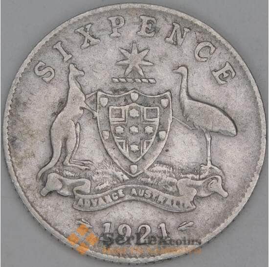 Австралия 6 пенсов 1921 КМ25 VF арт. 53767