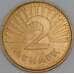 Монета Македония 2 денара 2001 КМ3 UNC Рыба арт. 16661