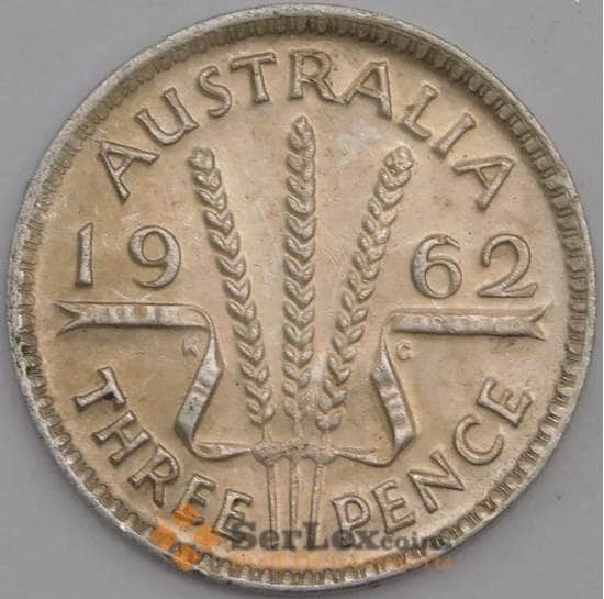 Австралия монета 3 пенса 1962 КМ57 UNC арт. 43819
