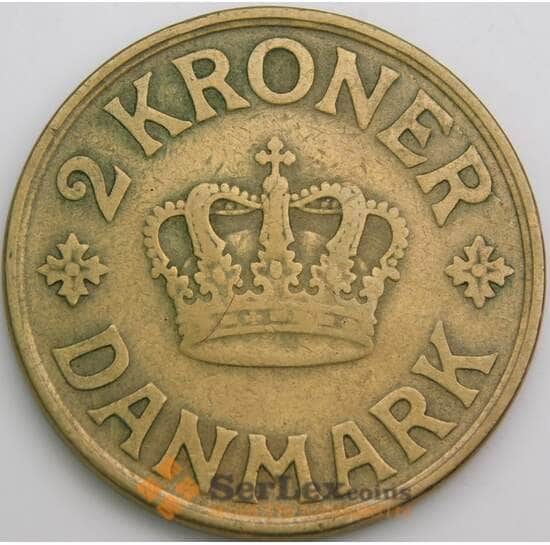 Дания монета 2 кроны 1926 КМ825 F арт. 49522