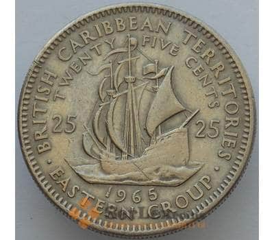 Монета Восточно-Карибские острова 25 центов 1965 КМ6 XF Корабль (J05.19) арт. 16851