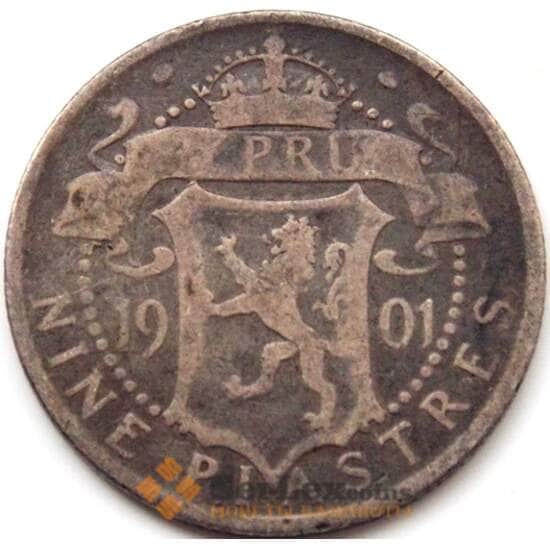 Кипр 9 пиастров 1901 КМ6 F арт. 7330