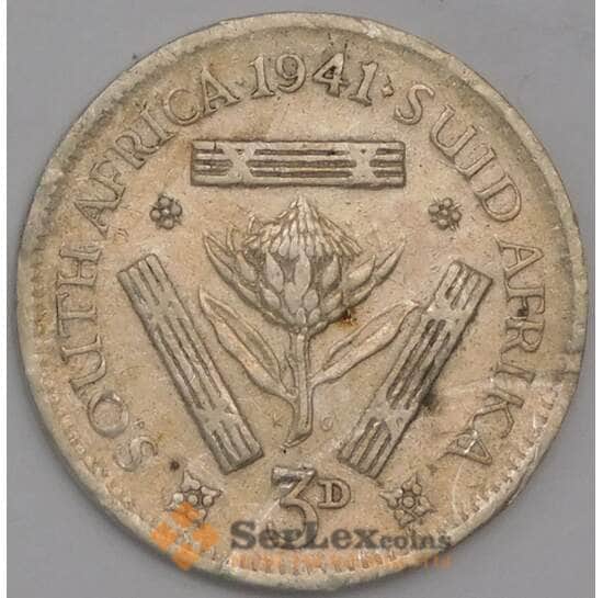 Южная Африка ЮАР монета 3 пенса 1941 КМ26 F арт. 42134