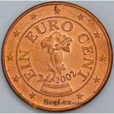 Австрия 1 евроцент 2002 KM3081 aUNC арт. 57445