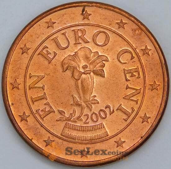 Австрия 1 евроцент 2002 KM3081 aUNC арт. 57445