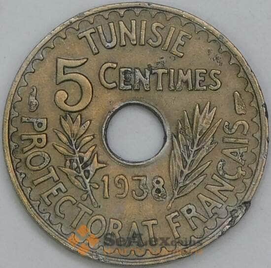 Тунис 5 сантимов 1938 КМ258 VF арт. 55223 Тунис 5 сантимов 1938 КМ258 VF арт. 55223