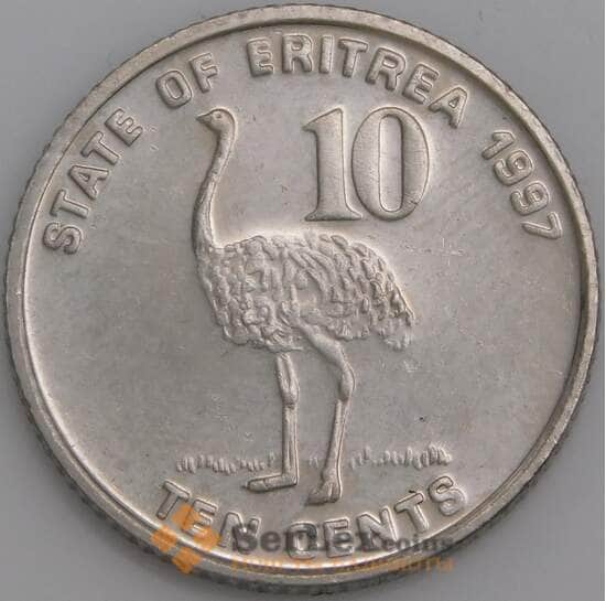Эритрея монета 10 центов 1991 КМ45 unc Фауна арт. 45553