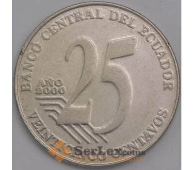 Эквадор монета 25 сентаво 2000 КМ107 XF арт. 41318