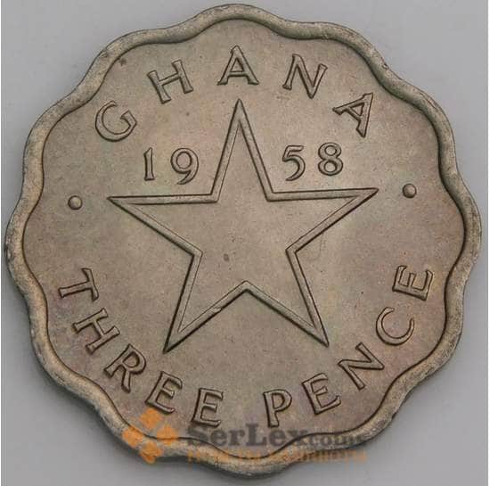 Гана монета 3 пенса 1958 КМ3 UNC арт. 43488