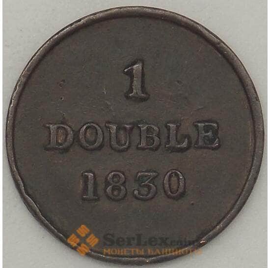 Гернси 1 дубль 1830 КМ1 XF (n17.19) арт. 21126