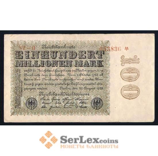 Германия 100000000 (100 миллионов) марок 1923 P107 XF арт. 40380