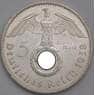 Германия монета 5 марок (рейхсмарок) 1938 A КМ94 AU арт. 42745
