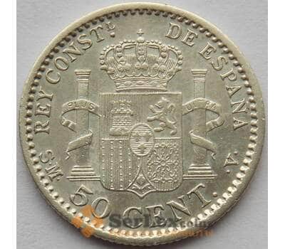 Монета Испания 50 сентимо 1904 КМ723 UNC Серебро Альфонсо XIII (J05.19) арт. 15174