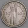 Южная Родезия монета 3 пенса 1940 КМ16 AU Серебро арт. 14554
