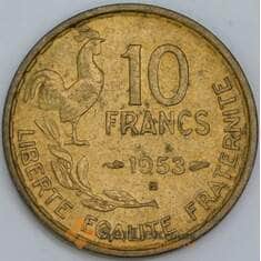 Франция 10 франков 1953 B КМ915.2 AU-aUNC арт. 57330
