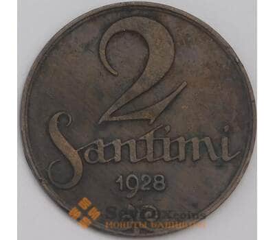 Монета Латвия 2 сантима 1928 КМ2 XF арт. 39238