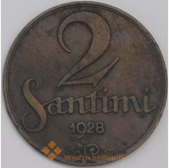 Латвия 2 сантима 1928 КМ2 XF арт. 39238
