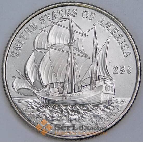 США 25 центов 2026 UNC Мэйфлауэрское соглашение двор D  арт. 55869