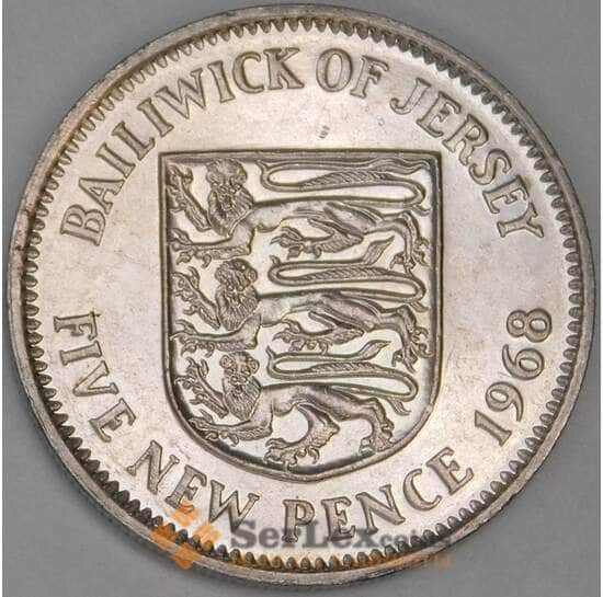 Джерси 5 новых пенсов 1968 КМ32 aUNC арт. 54925