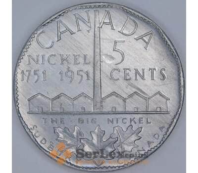 Канада Жетон 5 центов 1951 Открытие Никеля арт. 57258