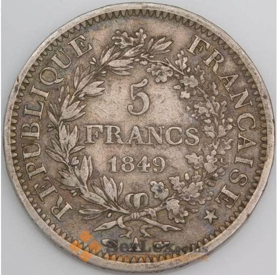 Франция монета 5 франков 1849 КМ756 XF арт. 47102
