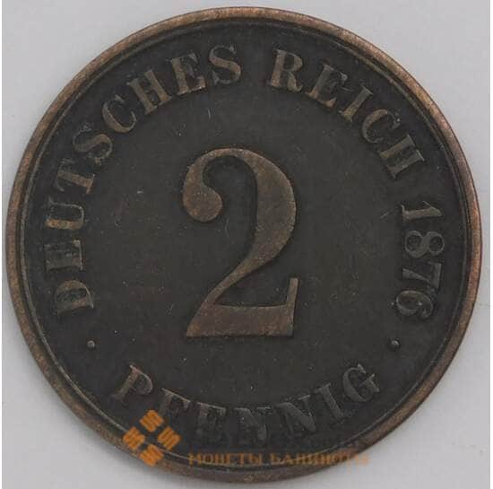 Германия монета 2 пфеннига 1876 А КМ2 XF арт. 43462