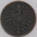 Германия монета 2 пфеннига 1876 А КМ2 XF арт. 43462