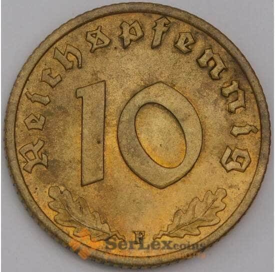Германия 10 пфеннигов 1939 F КМ92 aUNC арт. 41583