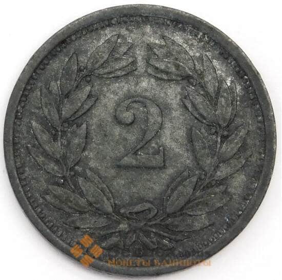 Швейцария 2 раппен 1945 КМ4.2b XF арт. 40502