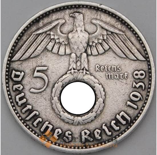 Германия 5 марок (рейхсмарок) 1938 А КМ94 XF арт. 23084