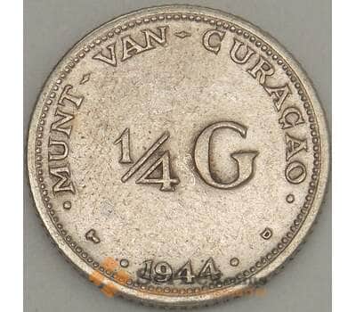Монета Кюрасао 1/4 гульдена 1944 КМ44 VF Серебро (J05.19) арт. 19010